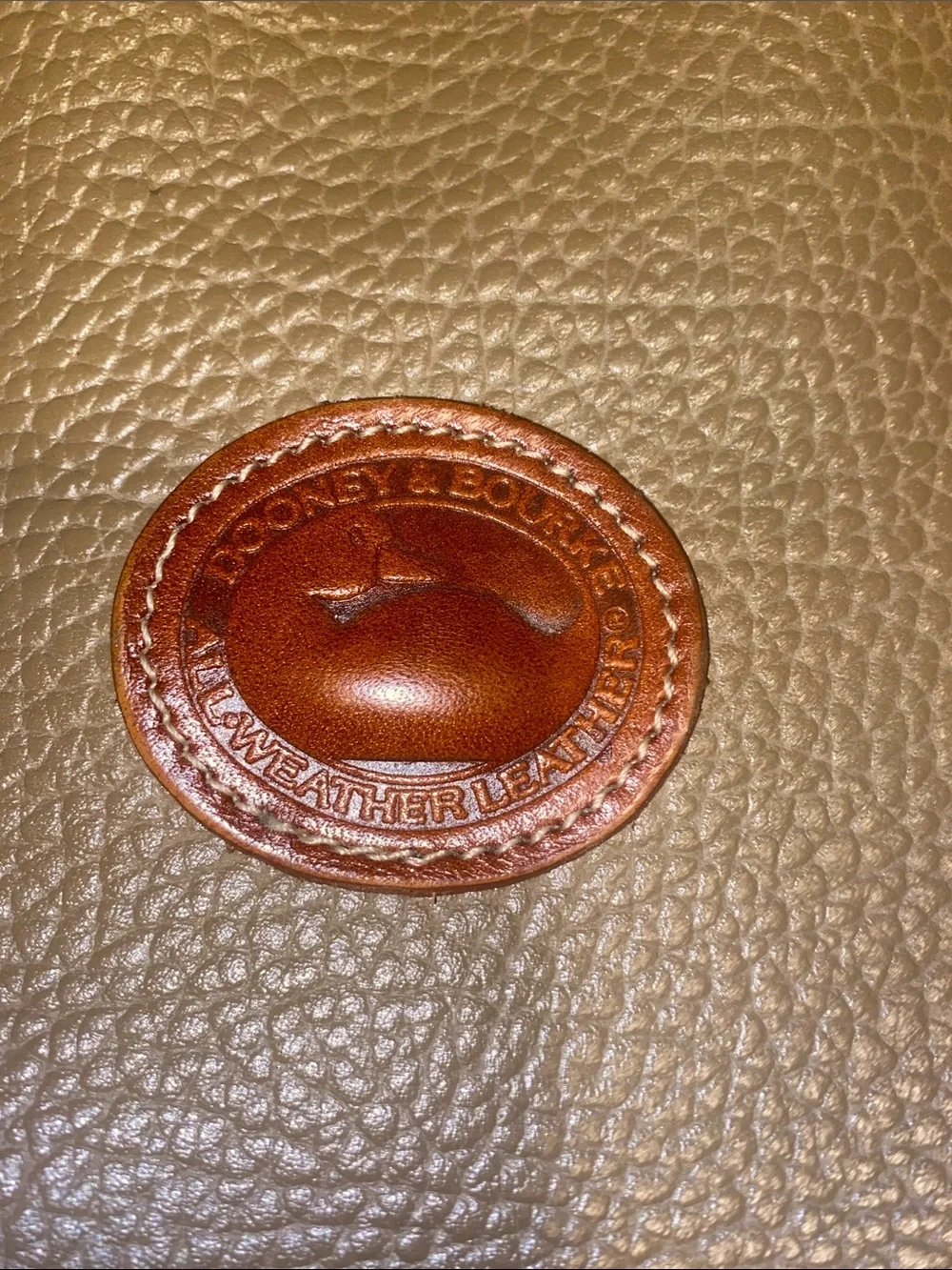 Dooney & Bourke Olive Pebbled Leather Satchel with Tan Trim